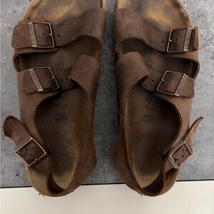 Birkenstock Rustic Brown Leather Sandals